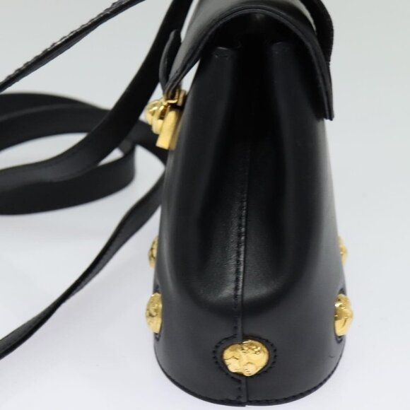 Authentic Salvatore Ferragamo Shoulder Bag Leather Navy Gold - Picture 12 of 16